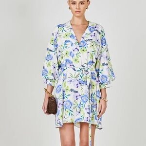 Endless Rose Floral Print Belted Collard Dress Size Medium